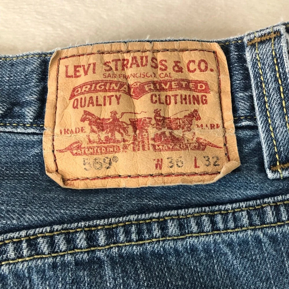 Levis 569 Jeans Men 36x32 (36x31 Fits) Whiskering Y2K Baggy Loose Relaxed Skater